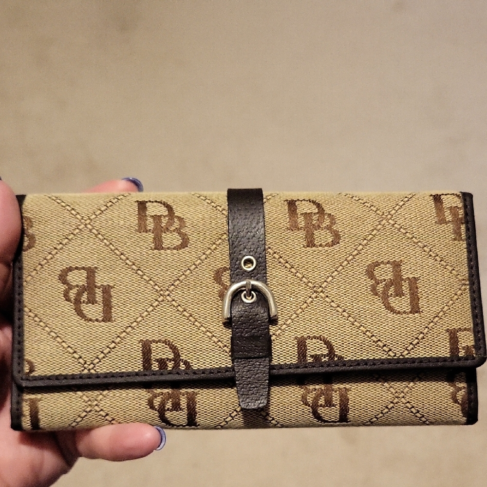 Dooney & Bourke Brown Wallet with Signature Monogram and Leather Trim